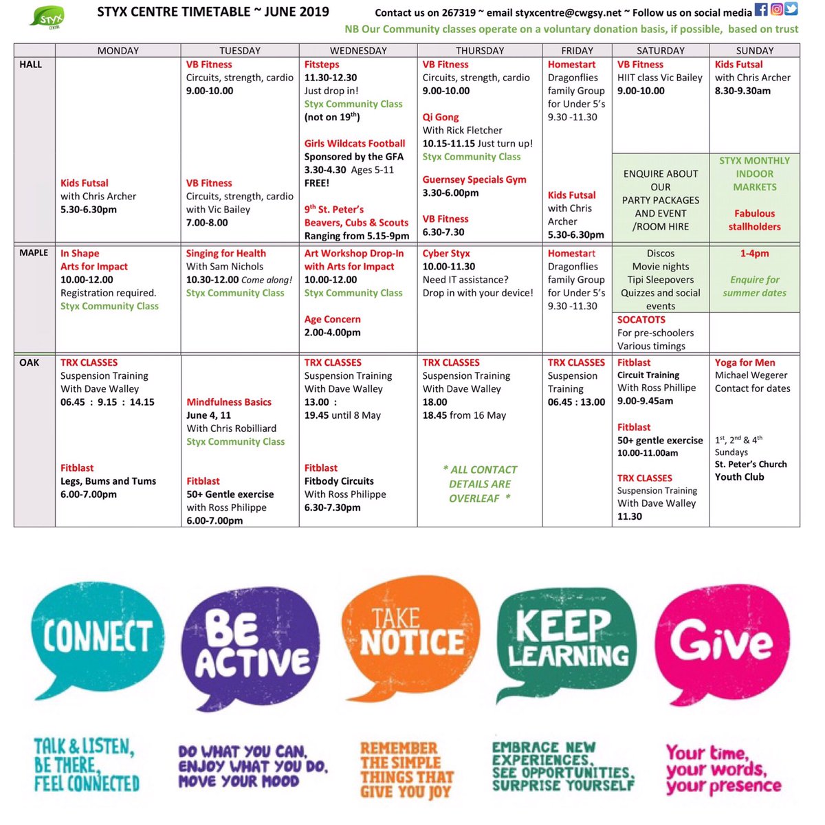 🌟June at Styx Centre🌟

🌟Our evidence-based Community classes currently include: Singing For Health, Art sessions with <a href="/artsforimpact/">Arts for Impact</a>, T’ai Chi/Qi Gong, Fitsteps and Mindfulness Basics. @GsyHealth <a href="/Styx_Centre/">Styx Centre</a> <a href="/DrNicolaBrink/">Nicola Brink MBE</a> <a href="/GuernseyCF/">The Guernsey Community Foundation</a>  #community #wellbeing #SocialPrescribing