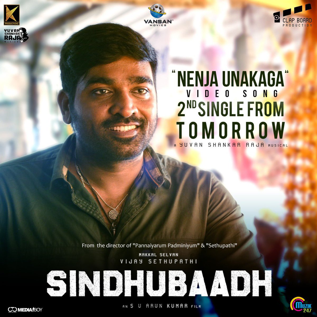 #NenjaUnakaga 2nd Single Video Song from #Sindhubaadh will be released tomorrow

An #SuArunkumar Film | A <a href="/thisisysr/">Raja yuvan</a> Musical |
Produced by <a href="/KProductionsInd/">K Productions</a> -  <a href="/VANSANMOVIES/">Vansan Movies</a> 

 @ClapboardPr <a href="/yoursanjali/">Anjali</a> @irfanmalik83 <a href="/Kavitha_Stylist/">Kavitha</a> <a href="/mounamravi/">mounamravi</a> <a href="/onlynikil/">Nikil Murukan</a> <a href="/Muzik247in/">Muzik247</a>
@CtcMediaboy