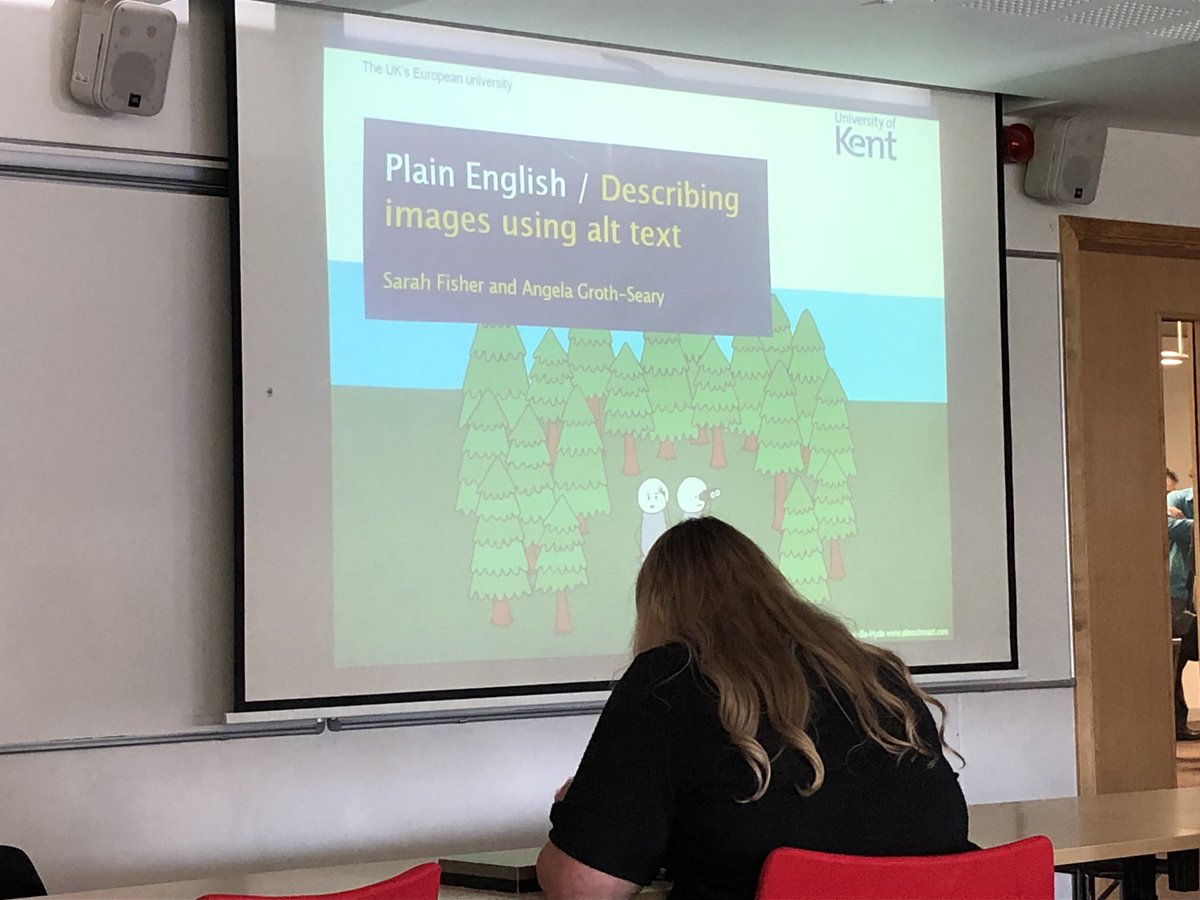 UoKTalentTeam's tweet photo. Workshop two, Plain English / Describing images using alt text @UniKentStaff #MakingKentAccessible https://t.co/46J6V4brEA