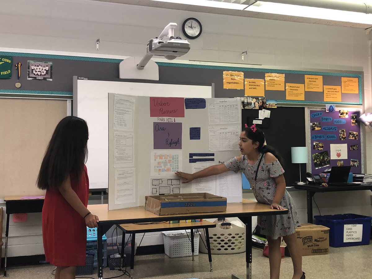 Schuhmann_S's tweet photo. Ss in Ms. Bingham's 5th grade class are presenting their #UrbanPlanning  #PBL project by making connections to the #JCPSBackpack success skills! Amazing showcase of their learning! #WeAreJCPS @JFKennedyElem @DiyanaJones @MrJadSalameh https://t.co/EiJRyCXTmJ