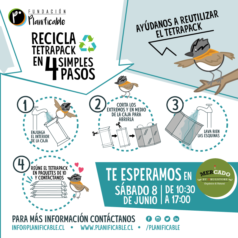 planificable's tweet photo. Este sábado 08 de junio estaremos en Mercado Drugstore desde las 10:30 a las 17:00hrs.
¡Te esperamos en nuestro stand de actividades y biodiversidad para toda la familia!
Además, seguiremos recibiendo tetrapack en nuestro stand para reutilizar!
#planificable #sustentabilidad https://t.co/BJiKtHtO35
