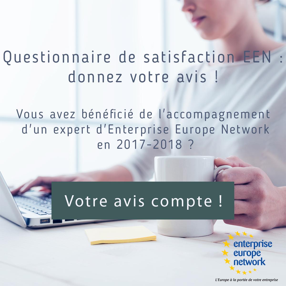 Vous avez bénéficié d'un service d'#EENFrance en 2017-2018 ? Ce rapide questionnaire nous permettra d'améliorer l'accompagnement de votre entreprise dans ses innovations et à l'international : bit.ly/2V7Q3VP
 #EENcanHelp #innovation #International