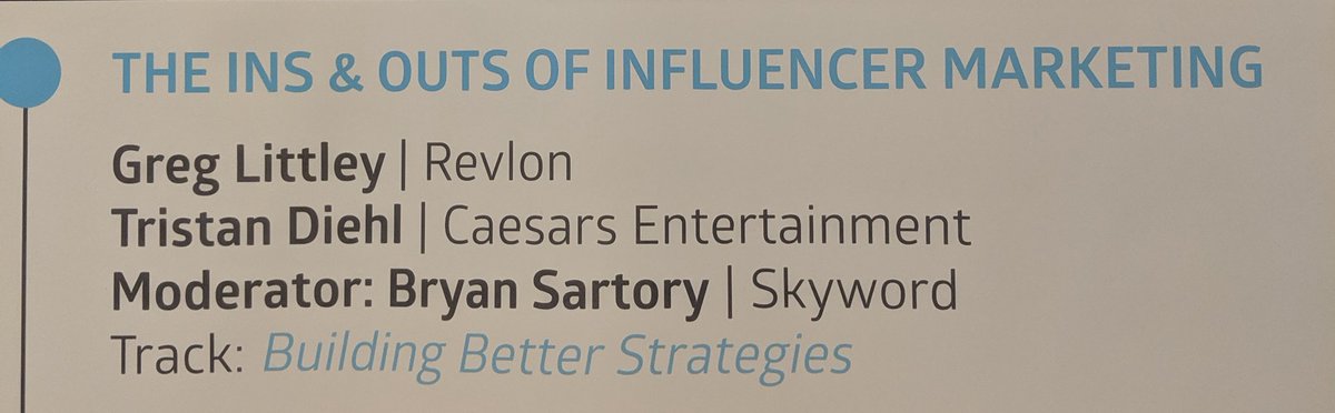 First session at  #Forward19 for me is on influencer marketing with Revlon and Caesars Entertainment.