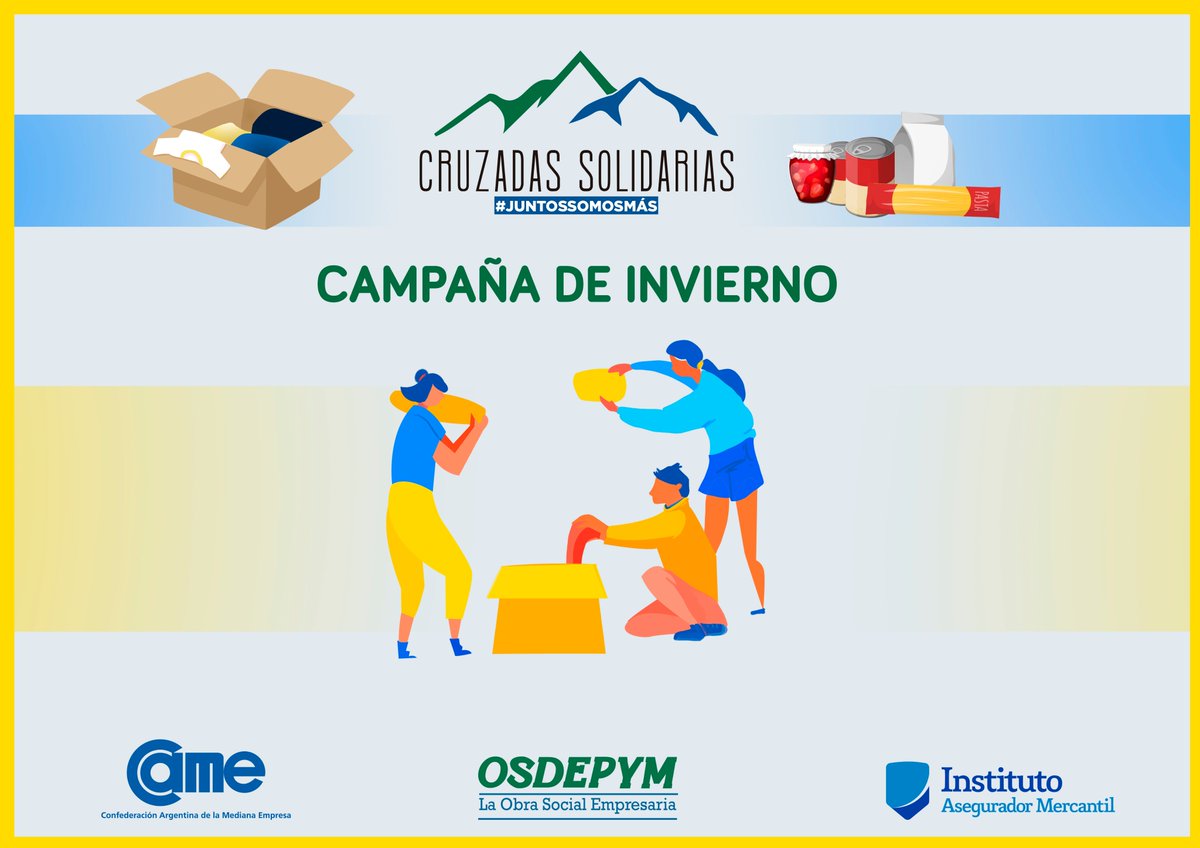 rsecame's tweet photo. ¡Junto a @Osdepym y a @INSTITUTO_ASEG lanzamos el programa nacional "Cruzadas Solidarias", una iniciativa a través de la cual llevaremos adelante en equipo acciones para colaborar con quienes más lo necesitan!
Conocé más en 👉https://t.co/XoFtGq3dxw https://t.co/5ljABPbx5K
