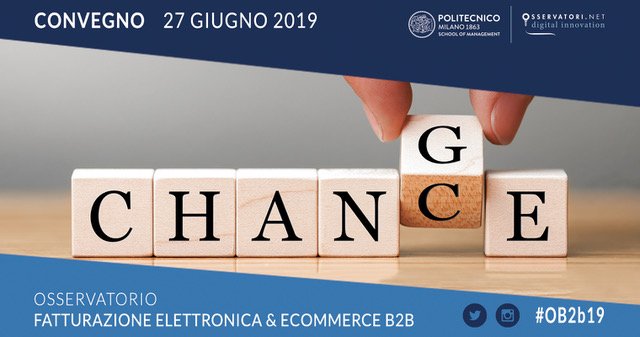 GS1italy's tweet photo. Fatturazione elettronica: una chance per il cambiamento. Noi ci saremo @Salima_GS1It -https://t.co/0DE489G8t5 #OB2b19 con @Osserv_Digital https://t.co/lARv6MZHCE