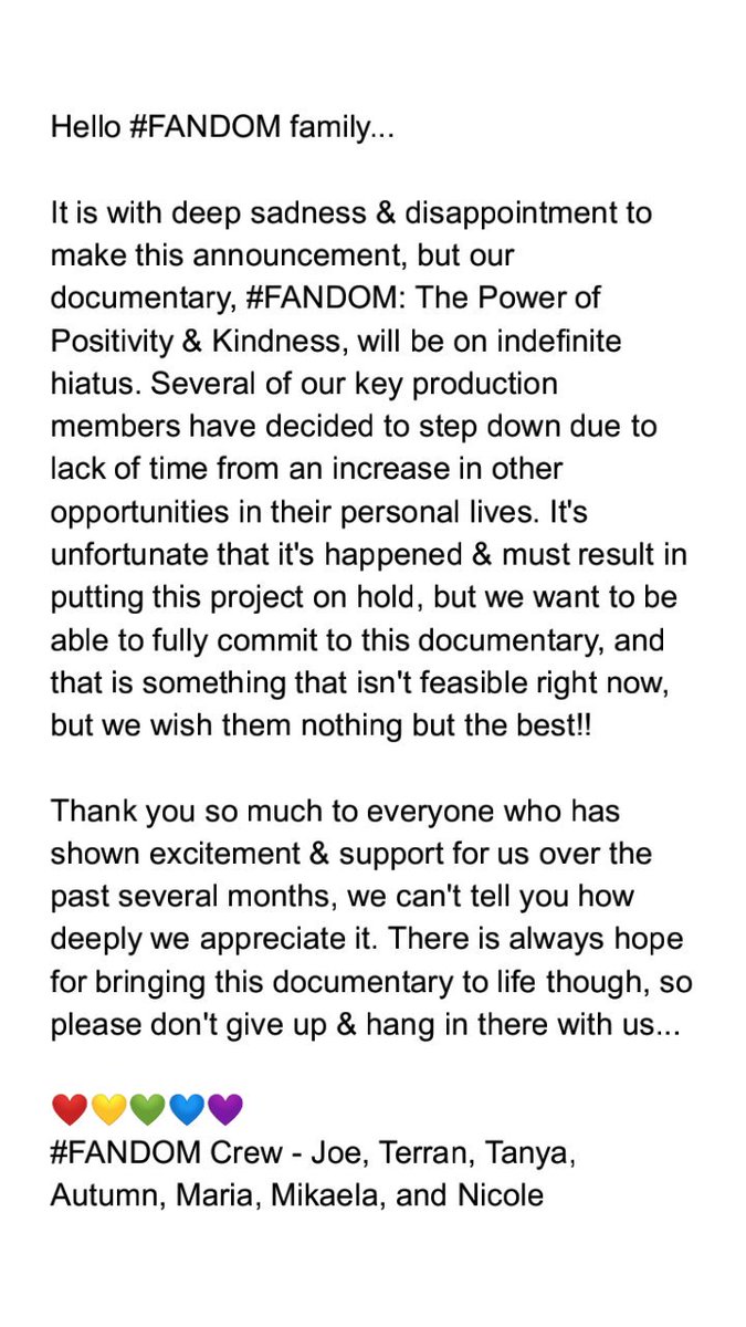 Fandom_Doc's tweet image. A message from our team....  #FANDOMdoc #WynonnaEarp #Earpers
