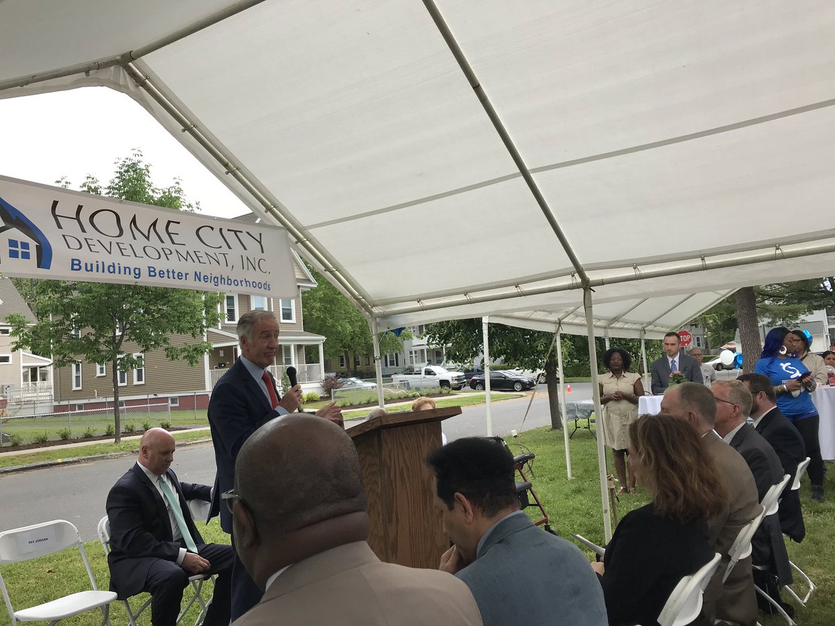 MassDev's tweet photo. Good morning, #SpringfieldMA! We’re here w/ @RepRichardNeal + state and local officials to cut the ribbon on the E. Henry Twiggs Estates, 136 units of #affordablehousing recently renovated + preserved by Home City Development https://t.co/wUL9cFCu2S