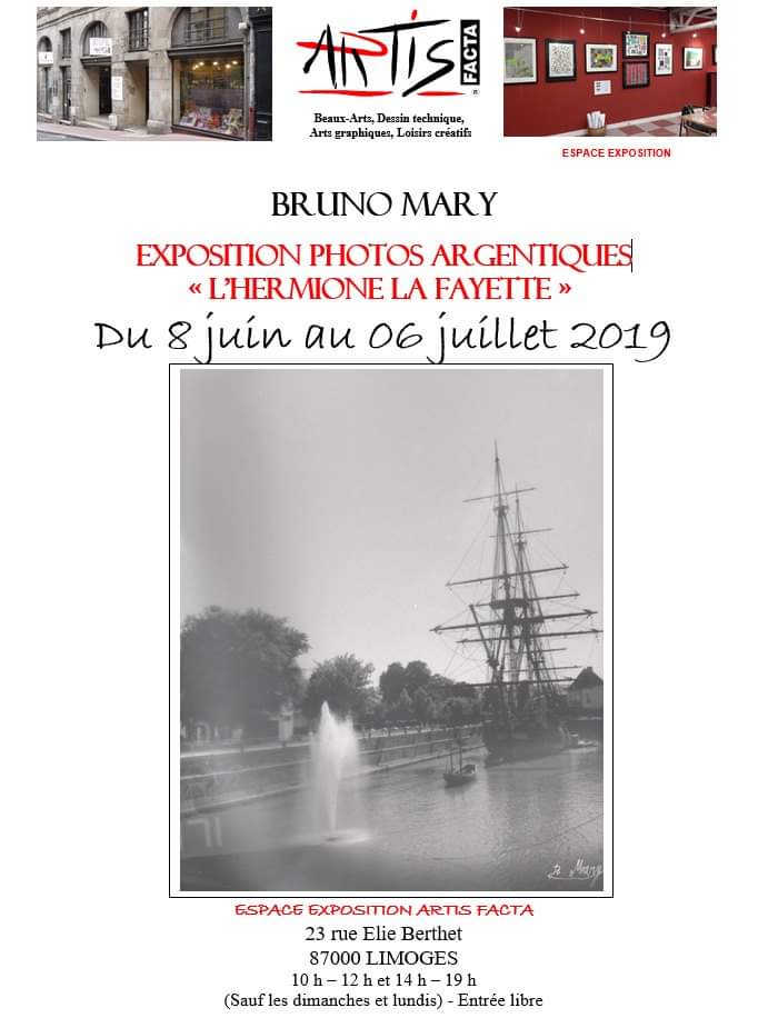 ArtisFacta's tweet photo. A partir du 8 juin, Exposition photos argentiques : "L'HERMIONE La Fayette dans la capitale Limousine"
M.MARY a photographié la Frégate HERMIONE, depuis sa construction, jusqu'à sa mise à l'eau...
Il sera présent tous les samedis durant l'expo pour raconter cette belle histoire. https://t.co/8lyfPeiXhI