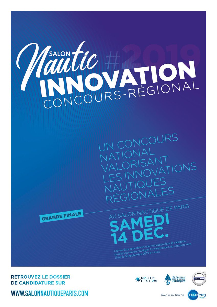 ⛵️ Les <a href="/PoleMerBA/">Pôle Mer Bretagne Atlantique</a> et <a href="/PoleMerMed/">Pôle Mer Méditerranée</a> partenaires du grand #concours d'innovation nautique organisé par <a href="/fr_fin/">FIN</a> dans le cadre du <a href="/NauticParis/">B</a> 2019 ! 
Retrouvez toutes les infos par ici ➡️ bit.ly/2IobUA4
#bateau #innovation #nautic2019