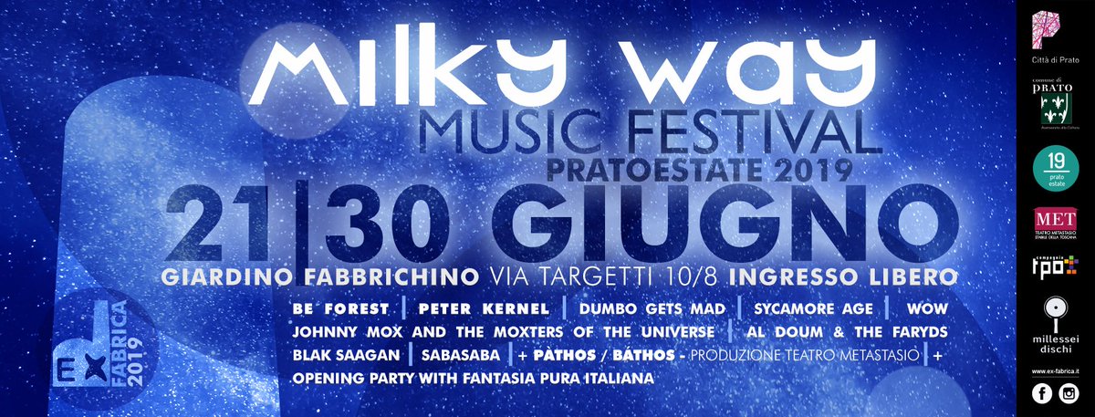 Milky Way Music Festival / Ex Fabrica / #Prato - Dal 21 al 30 Giugno un tripudio di 10 concerti! #MilkyWay19 mailchi.mp/aea8f28ba36d/m…
