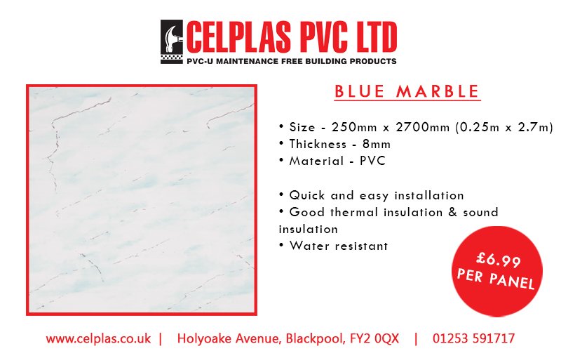 Celplas_PVC's tweet image. Transform your bathroom from an “early-morning-rush” space to a “relaxing-in-a-spa” space with our cool, refreshing Blue Marble cladding. Designed to recreate the look of marble, Our internal cladding features a calming, natural design that evokes comfort with its glossy finish.