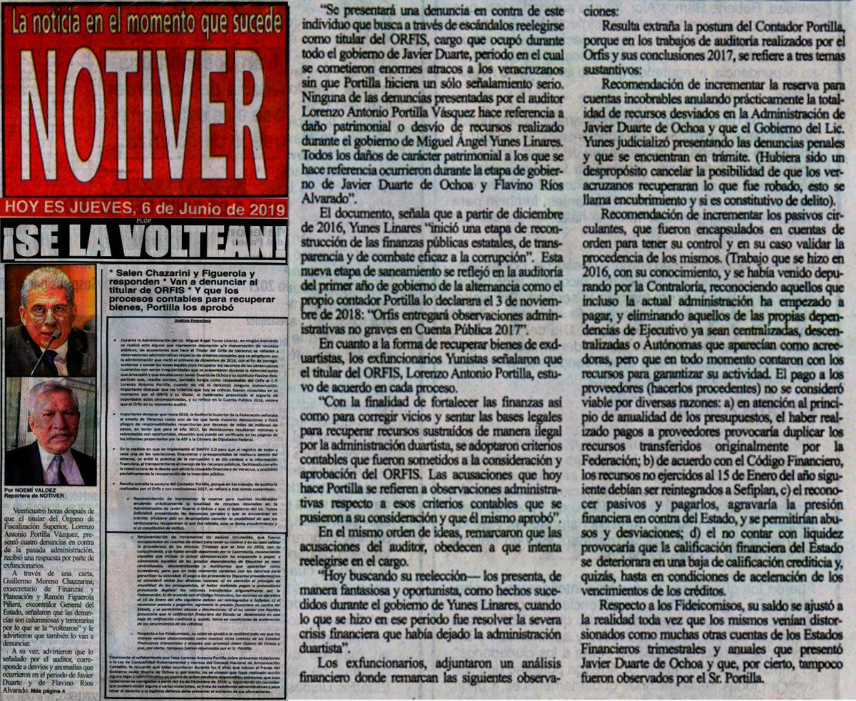 Fuente: <a href="/NOTIVER/">NOTIVER</a> // ¡Se la voltean! Salen <a href="/gmor2108/">Guillermo Moreno</a> y #Figuerola y responden. Van a denunciar al titular del #Orfis. Y que los procesos contables para recuperar bienes, #Portilla los aprobó. #Veracruz #México
