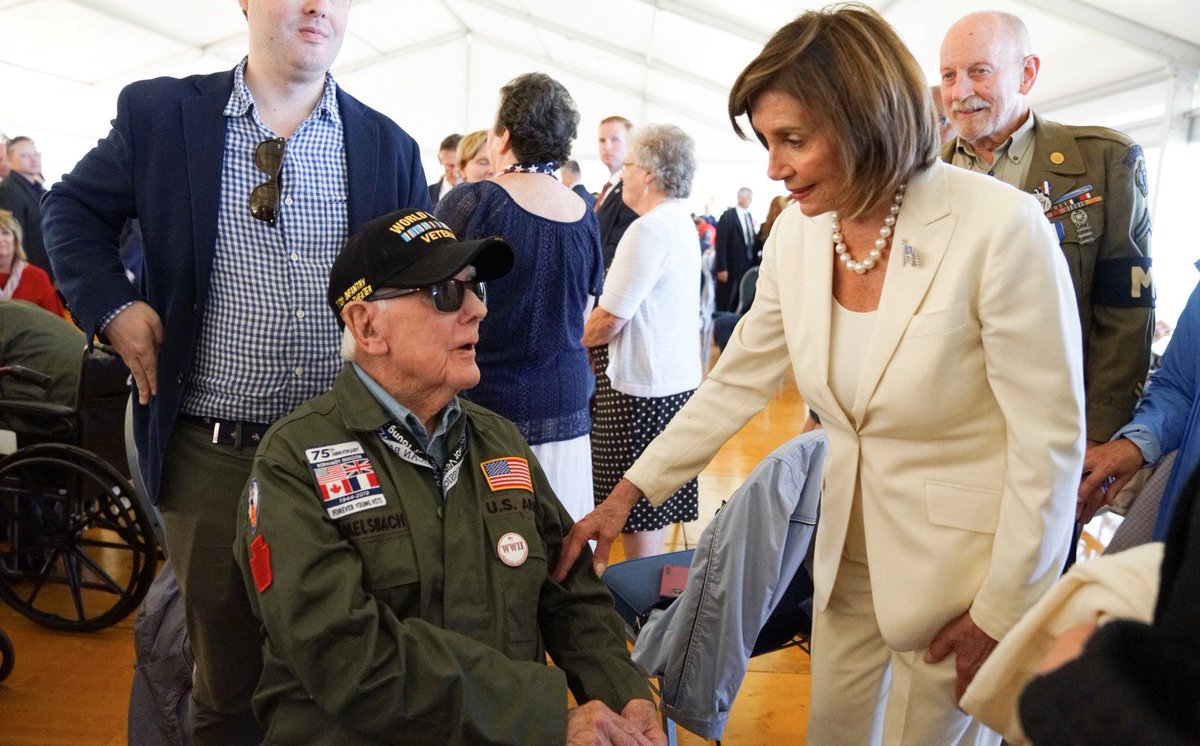 SpeakerPelosi's tweet image. Today, our bipartisan delegation visited the American Cemetery in Normandy, France to mark #DDay75thAnniversary and honor our courageous American troops who fought for freedom.