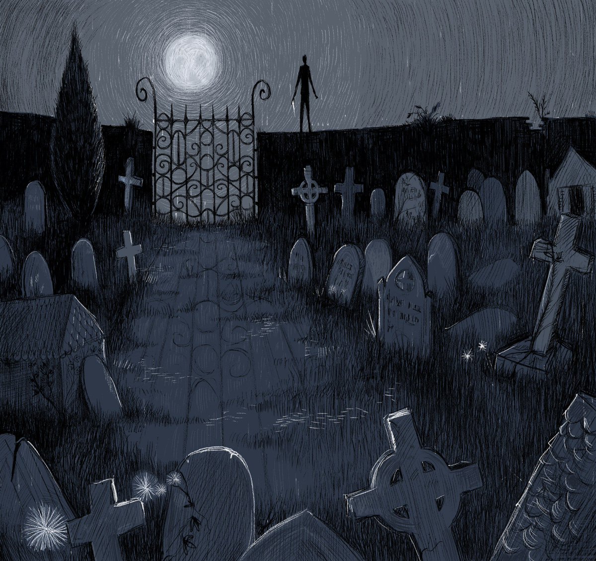 Cool Easy Cemetery Graveyard Drawing | What Ieight Today