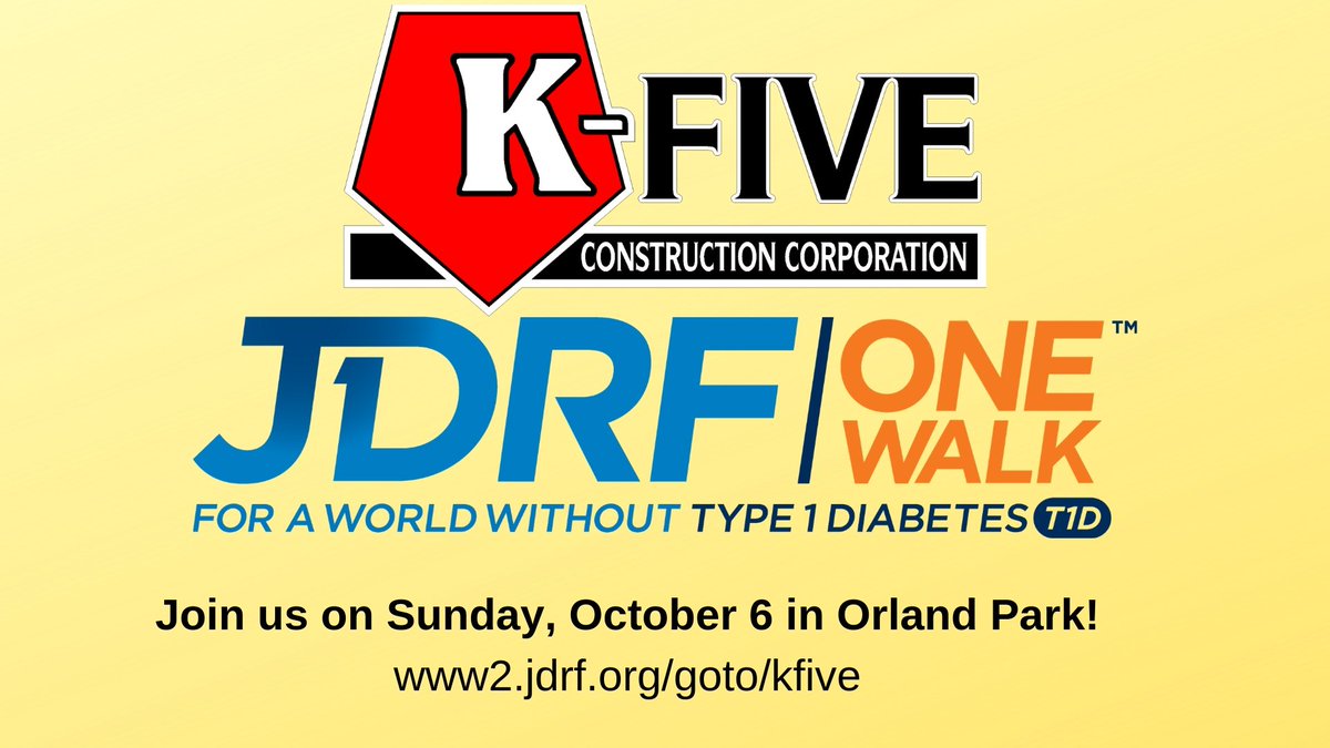 KFiveConst's tweet photo. K-Five is excited for our second annual team philanthropic event- the JDRF One Walk in Orland Park! Have you signed up to join our team yet?
#KFiveCares #JDRFOneWalkIL #JDRFIL #T1D #OrlandPark
https://t.co/xmi38hLX1O https://t.co/NwMmlLGn6R