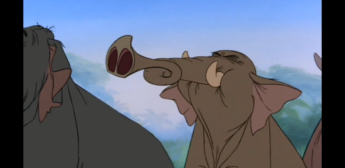 AdrianNov89's tweet photo. @JChomton 
#ColonelHathi: When the man cub is sighted you sound your trumpet 3 times.
Bugular: Yes sir! *Starts trumpet signal, Hathi grabs his trunk*
Hathi: Shhhh! Not now, soldier!
Bugular: Sowwee, sir! *Smiles sheepishly*

#ThrowbackThursday #JungleBook https://t.co/mRB6Tn71eC