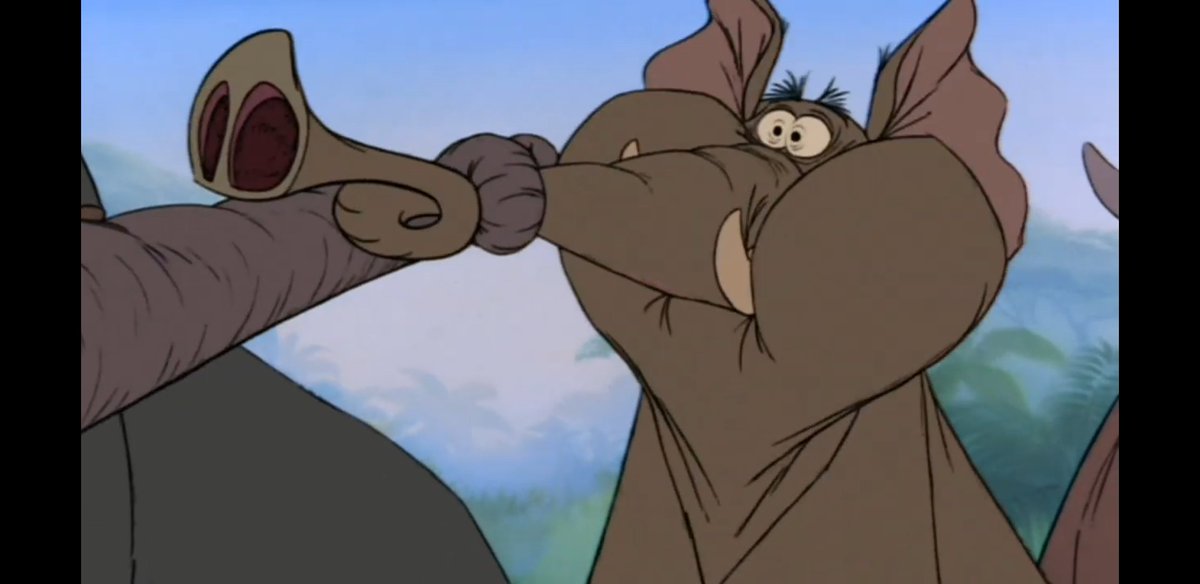 AdrianNov89's tweet photo. @JChomton 
#ColonelHathi: When the man cub is sighted you sound your trumpet 3 times.
Bugular: Yes sir! *Starts trumpet signal, Hathi grabs his trunk*
Hathi: Shhhh! Not now, soldier!
Bugular: Sowwee, sir! *Smiles sheepishly*

#ThrowbackThursday #JungleBook https://t.co/mRB6Tn71eC