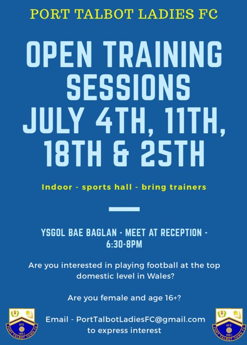 Port Talbot Ladies FC (@pttownladiesfc) on Twitter photo Please retweet and help us drum up interest 👍🏼⚽️💙 @SwanseaUniFC <a href="/USW_FootballCP/">USW Football Courses</a> <a href="/USWFootball/">USW Football</a> <a href="/UWTSDsport/">UWTSD Sport Swansea</a> <a href="/NPTCGroup_SPS/">NPTC Group Sport</a> <a href="/GowerCollegeSwa/">Gower College Swansea</a> <a href="/krisoleary4/">Kristian O'Leary</a> <a href="/LeeTrundle10/">Lee Trundle</a> <a href="/JohnHartson10/">John Hartson</a> <a href="/CardiffUniSport/">Cardiff Uni Sport 🔴⚫️</a> <a href="/BridgCollSport/">Bridgend Coll Sport</a> <a href="/ColegSirGar/">Coleg Sir Gâr</a> <a href="/theWPWL/">A</a> @loren_dykes <a href="/GemmaEvans19/">Gemma Evans</a> @RachelSRowe Please retweet and help us drum up interest 👍🏼⚽️💙 @SwanseaUniFC <a href="/USW_FootballCP/">USW Football Courses</a> <a href="/USWFootball/">USW Football</a> <a href="/UWTSDsport/">UWTSD Sport Swansea</a> <a href="/NPTCGroup_SPS/">NPTC Group Sport</a> <a href="/GowerCollegeSwa/">Gower College Swansea</a> <a href="/krisoleary4/">Kristian O'Leary</a> <a href="/LeeTrundle10/">Lee Trundle</a> <a href="/JohnHartson10/">John Hartson</a> <a href="/CardiffUniSport/">Cardiff Uni Sport 🔴⚫️</a> <a href="/BridgCollSport/">Bridgend Coll Sport</a> <a href="/ColegSirGar/">Coleg Sir Gâr</a> <a href="/theWPWL/">A</a> @loren_dykes <a href="/GemmaEvans19/">Gemma Evans</a> @RachelSRowe