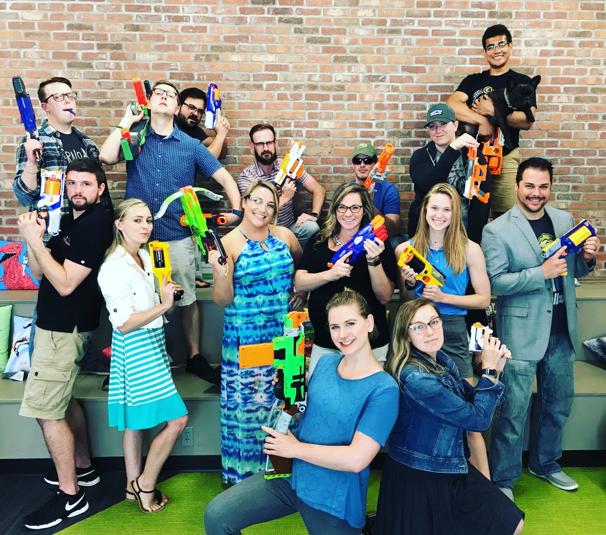 EpicosityAgency's tweet photo. Epicosity was thrilled to recently be featured on @KSFYNews for having a company culture that curbs burnout. Now, excuse us while we go gleefully shoot foam darts at each other in the middle of the day... 🤩 #EpicenterLife https://t.co/f2VP5f0nUJ https://t.co/KVvx88dHKj