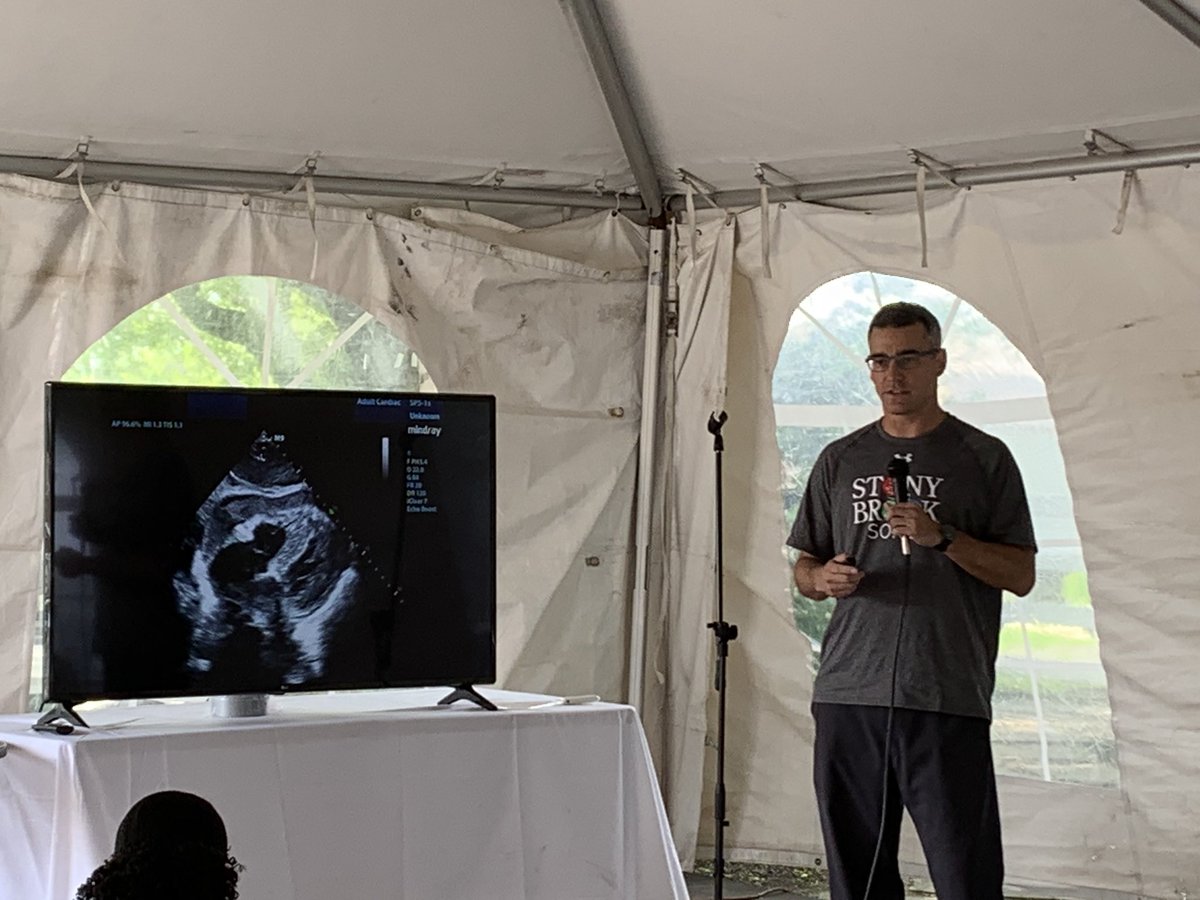 StonyBrookSono's tweet photo. Stony Brook ED faculty instructors @SonoSnowbunny @DJSonoSlam @aviccellio and @brianjwrightmd on stage with essential sono resus skills at the second annual “POCUS for the Crashing Patient” course at Baiting Hollow Farm Vineyard #FOAMus #stonybrookem #POCUS #SBMedConf #sonowolf https://t.co/WfHzLQdo3V