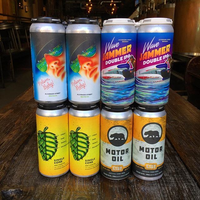 Thursday means new goodies for @alvaradostreetbrewery This time around we’ve got four beers from them:

Single Cone West Coast IPA Nelson Baby Hazy IPA
Wave Jammer Hazy Double IPA
Motor Oil No. 5 Imperial Stout w/ Cacao, Vanilla, Sweet Orange bit.ly/2K2J6QW