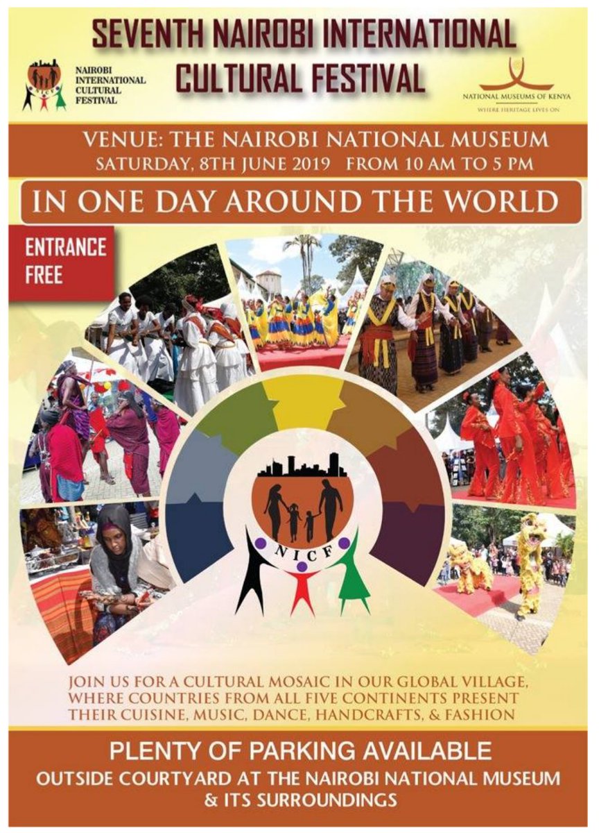 Friends of the Museum, tell others that this Saturday 8, @museumsofkenya is the place to be!
Cuisine, music, dance, fashion...
#CulturalMosaic
#InternationalCulturalFestival
Entry is Free