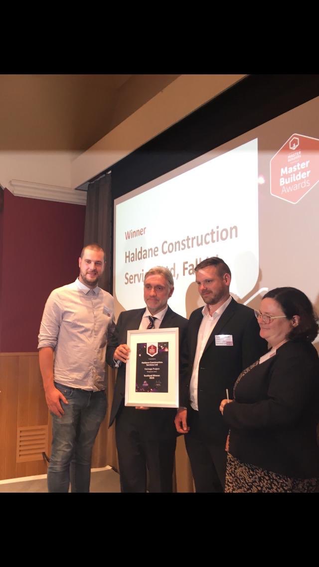 HaldaneConst's tweet photo. We are very proud and excited to announce we won not just one but two prestigious @fmbuilders awards tonight. Best Heritage Project &amp; and we retained the title of Best Kitchen Project. A huge achievement for all the team. #Buildbetter #MBAwards @FMBScot_Gordon https://t.co/XVEsx9pLJ2