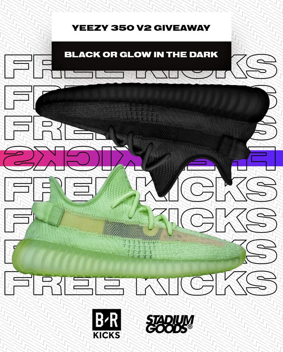 We’ve teamed up with Stadium Goods to giveaway FIVE pairs of the Yeezy 350 V2 'Black' or 'Glow in the Dark'

How to win:
1. Follow @StadiumGoods⁣ and @BRKicks
2. RT this tweet
3. Reply with your US shoe size and which colorway you want

The five winners will be chosen on June 10