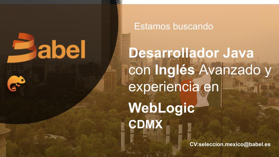 CastroBreni's tweet photo. Mejora tu vida profesional y forma parte de la comunidad BABELiana en #CDMX 🇲🇽. Buscamos experiencia en #java #weblogic #mvc #css3   con INGLÉS AVANZADO para participar en proyectos atractivos del sector financiero. 
@BABELgrupo
  Envía tu CV a seleccion.mexico@babel.es https://t.co/s6PlP1s0qG