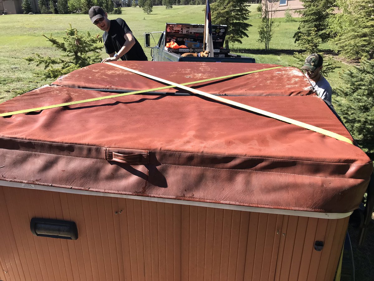 Hauling Away A Hot Tub It Barely Fit Between The Wheel