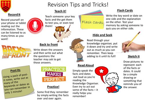Some useful revision techniques KS3 historians. What do you think? Which technique do you rely on? Test out a few others. Most importantly-make sure to TEST YOURSELF. How do you know the revision has worked? You’ve got this! 🧐🤓