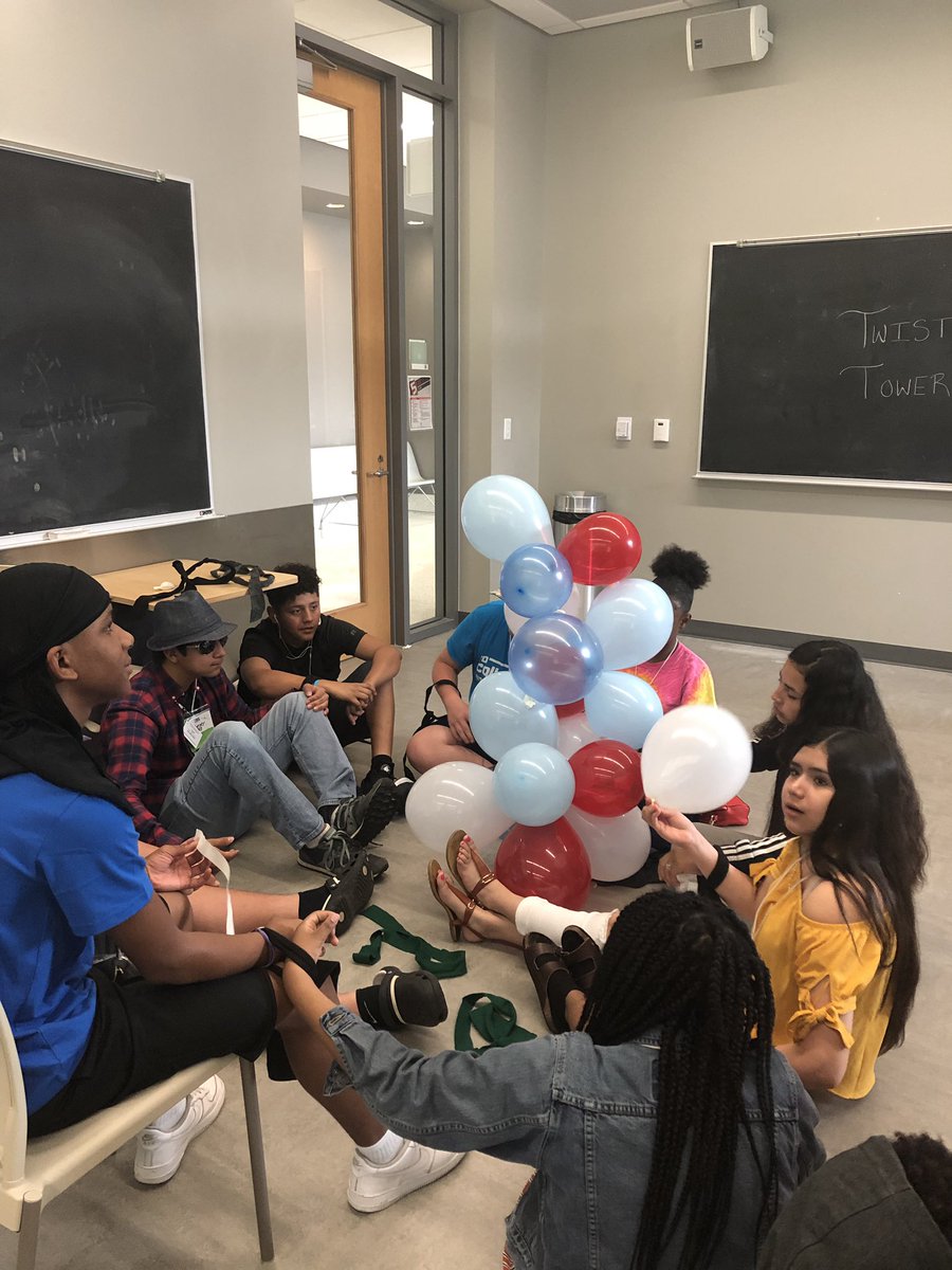 GearUp_MillerMS's tweet photo. UT Gear Up camp students working together to build a freestanding, mobile twisted tower with their wrists tied together. #patience #collaboration @GEARUP_GN_2023 https://t.co/Tvs4d0AAyO