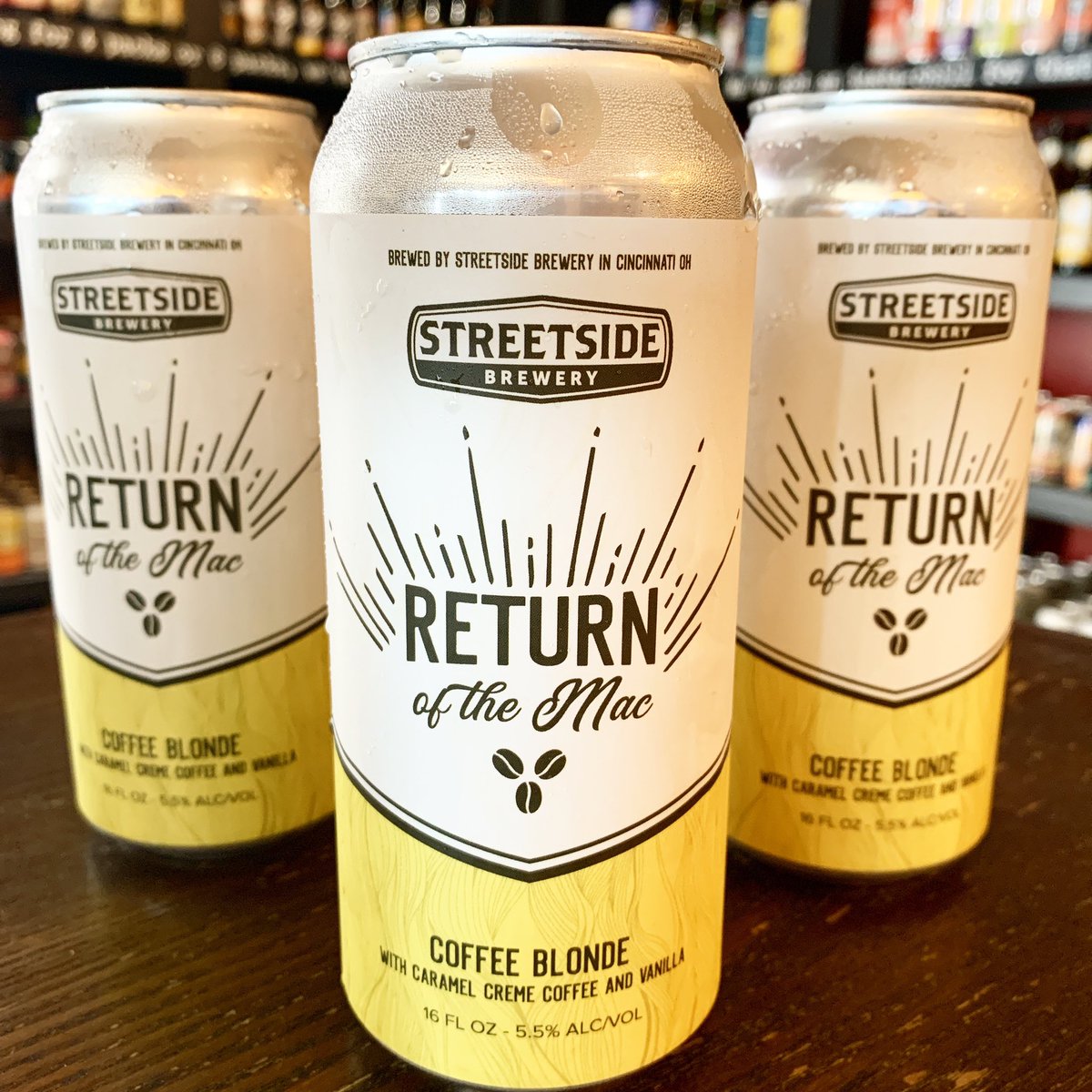 One of our favorites from @streetsidebrew is back in stock!! Return of the Mac is a scrumptious Coffee Blonde with Caramel Creme Coffee and Vanilla! #beer #ohiobeer #craftbeer #coffee #blondeale #getsome #DYT #TheBarrelHouse #Dayton #Ohio #Daytonlovesbeer