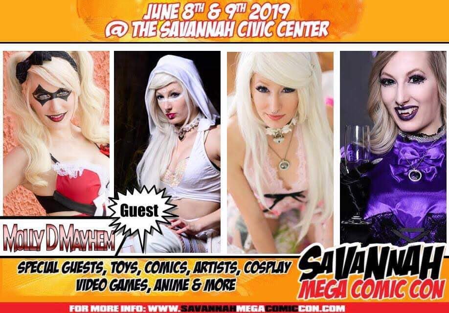 MollyMayhem14's tweet photo. I cant wait for #savannahmegacomiccon and all the after parties with Gothic sushi, @RageCosplay and more.
Still need a ticket? DM me. 
#megacomiccon #comiccon #georgiacomiccon #gacomiccon #comicbooks #anime #harleyquinncosplay #booettecosplay #spidergwencosplay #Negancosplay https://t.co/CUwvQPHJEx