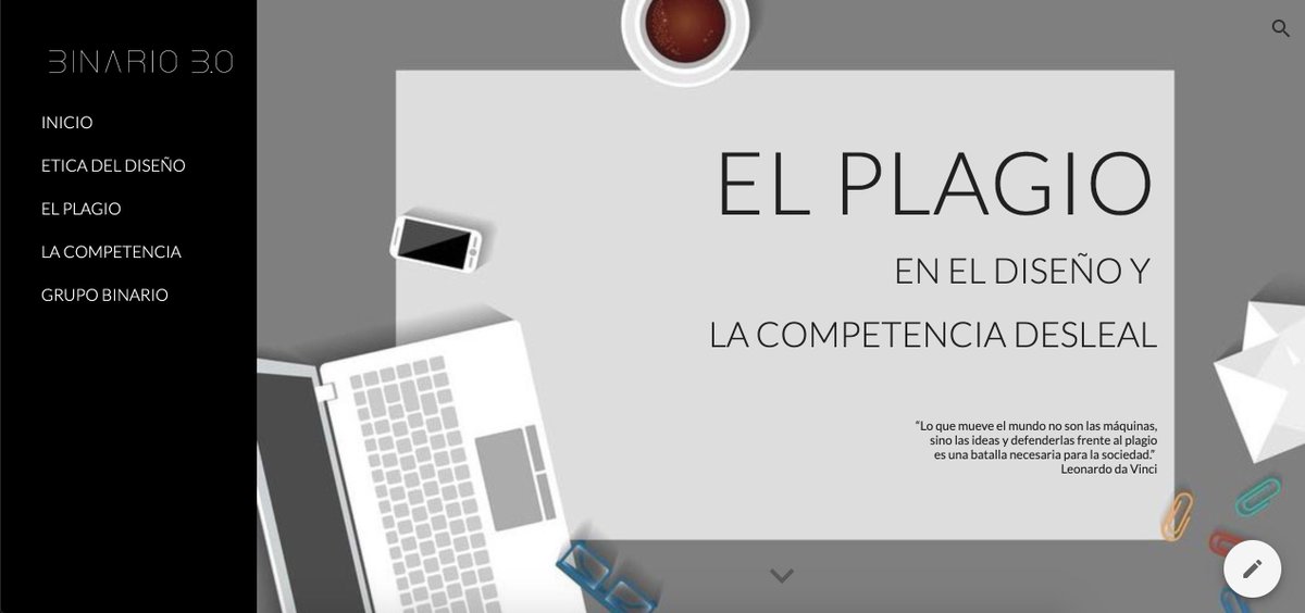 maider_roman's tweet photo. Binario 3.0 es un proyecto grupal creado para la asignatura #RECOM_UOC_IB. Hemos desarrollado un proyecto informativo sobre el plagio en el diseño y la competencia desleal. #Binario30 @JoveUoc https://t.co/xO40882OQF