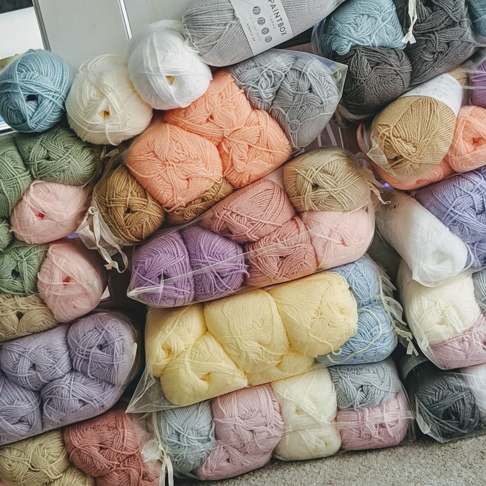 TheShadedCrow's tweet photo. This is what happens when your favorite yarn store has a sale on your favorite yarn! 90 Skeins! @LoveCrochetCom #LoveCrochet @PaintboxYarns #PaintboxYarn #AddictedToCrochet #YarnAddiction https://t.co/uTqLvRUXqE