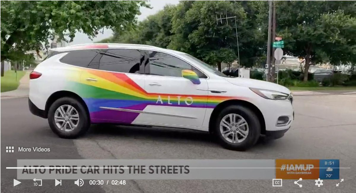 We're riding through pride month in rainbow! The Alto Pride Car is out on the road to celebrate all month long. Have you seen it ride by yet? #iamup #daybreak <a href="/wfaa/">WFAA</a> #dallaspride wfaa.com/video/news/loc…