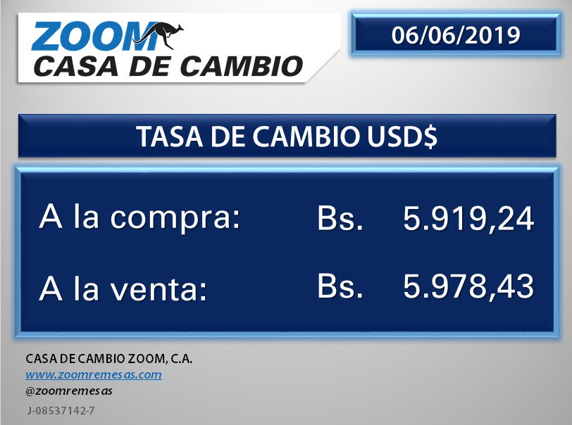 El dólar oficial para remesas está a punto de llegar al techo de los Bs. 6.000 por cada moneda norteamericana, según la cotización de @ZOOMRemesas #Economia instagram.com/p/ByX-1FRBDj9/