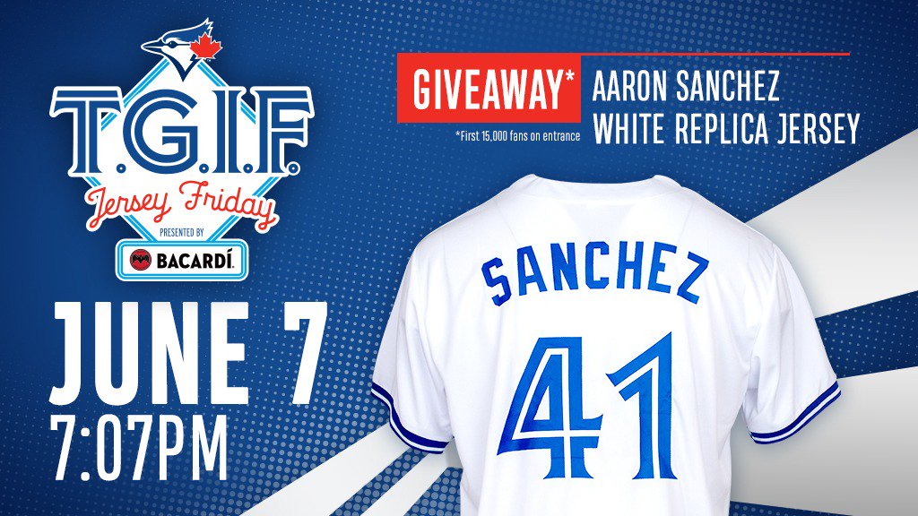 Toronto Blue Jays on X: Who doesn't love a jersey giveaway? There's more!  T.G.I.F. Jersey Friday pres. by @BacardiCanada features live music by  @dwayne_gretzky! 👉   / X
