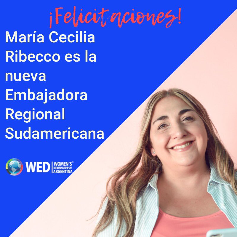 WEDArgentina's tweet photo. María Cecilia Ribecco reconocimiento a su gestión, hoy tenemos el orgullo de anunciar que ha sido seleccionada como Embajadora Regional Sudamérica.
Será la responsable de llevar adelante acciones con las Embajadoras país en 10 naciones.
#ChooseWomen
#WED
#WEDArgentina https://t.co/nxyfl0m31M