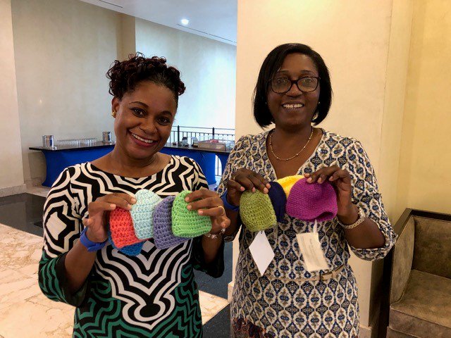 AAPGlobalHealth's tweet photo. A supply of #TinyHats4TinyBabies made it to #Jamaica - these nurses are excited to have added resources to help keep preterm babies warm & healthy! Many thanks to our wonderful community of knitters who help make this possible! https://t.co/Pv1o2l0DNl @IGHSatUCSF @warmupamerica https://t.co/qJ26hJlFBQ