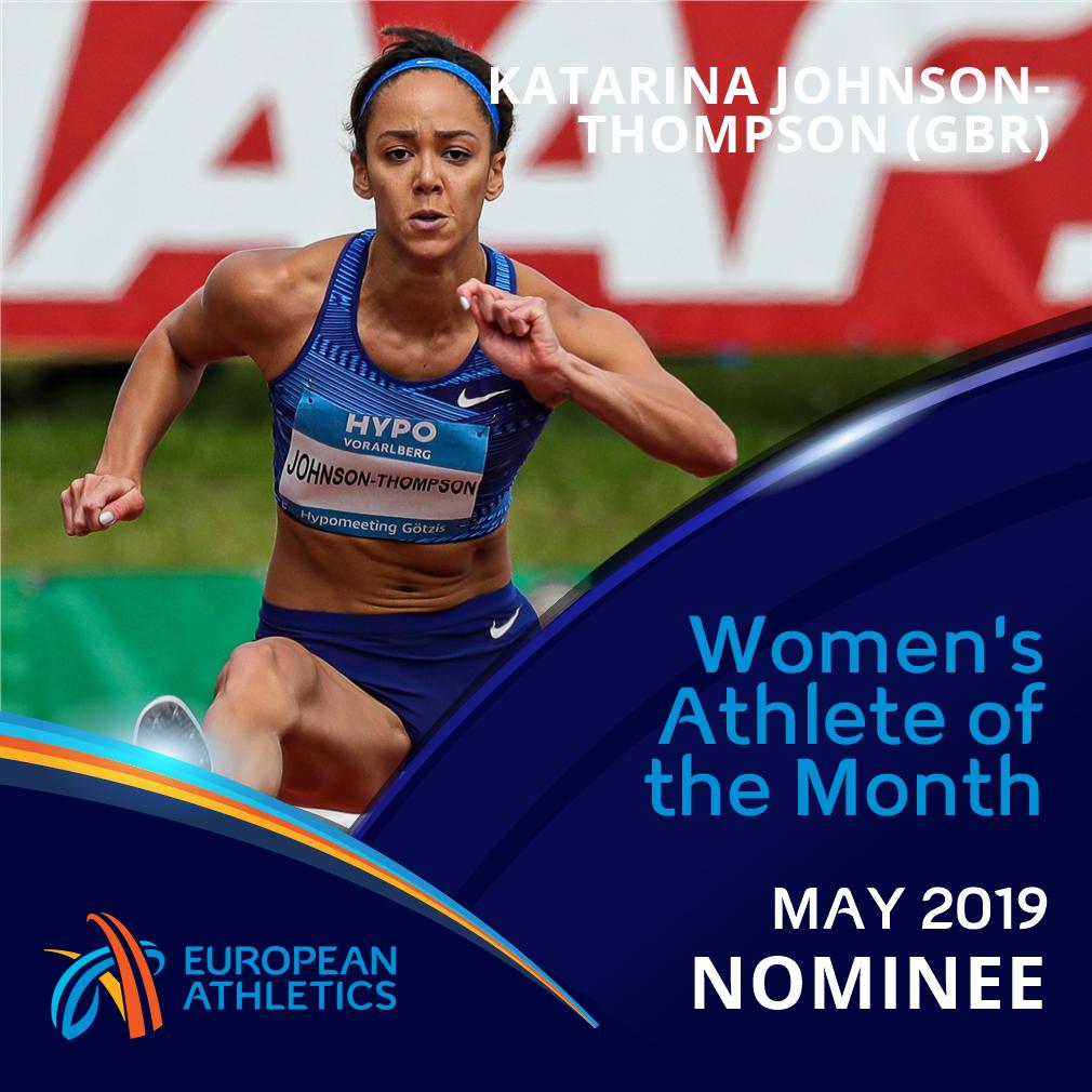 RT to vote for Katarina Johnson-Thompson!

Johnson-Thompson won the heptathlon at the Gotzis Hypo-Meeting with a world-leading score of 6813 points.

Voting closes at 12:00pm CET on Monday 10 June.
#athleteofthemonth