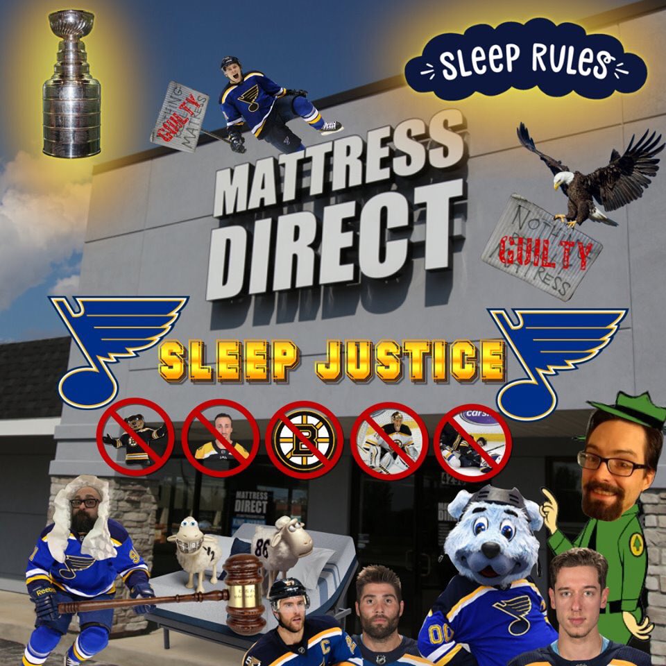 hxcsean's tweet photo. The Court of Better Sleep™️ (@stlmattress Outlet) and The @StLouisBlues have teamed up to hunt down some Teddy Bears. Captains @mcsqueal79 and Pietrangelo have been dispatched. Come in before the game for #SleepJustice The #SleepRules Will Be Enforced!
#LetsGoBlues #PlayGloria https://t.co/nBGP3yZTBP