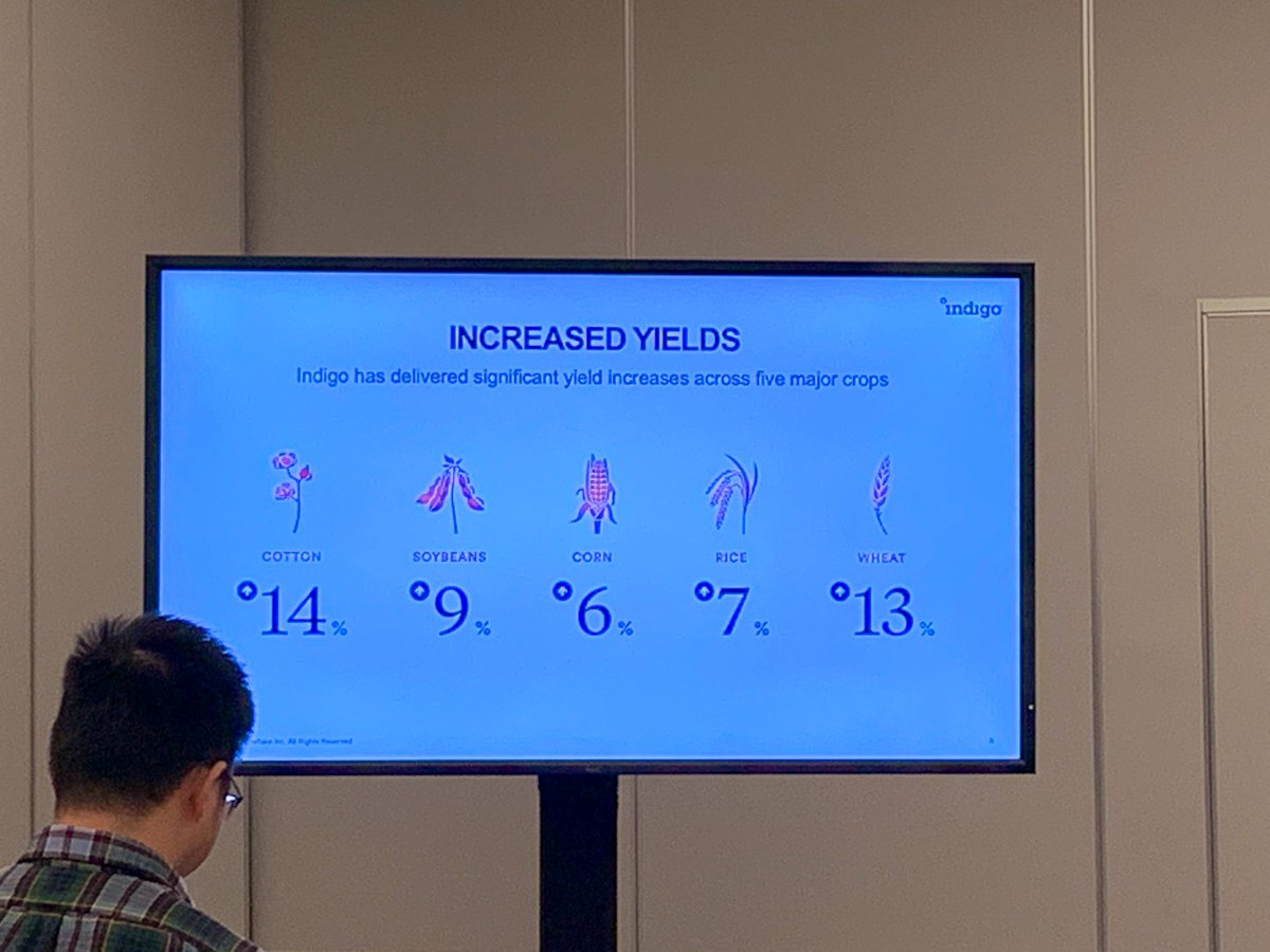 Wow! <a href="/IndigoAG/">Indigo Ag</a>, #1 disruptor on <a href="/CNBC/">CNBC</a> 2019 #Disruptor50 list uses data insights from <a href="/SnowflakeDB/">SnowflakeDB</a> cloud-built data warehouse to increase crop yields by 7-14%! Their seed treatments produce faster, more sustainable corn, wheat, soybeans, rice &amp; cotton crops. #LETITSNOW19