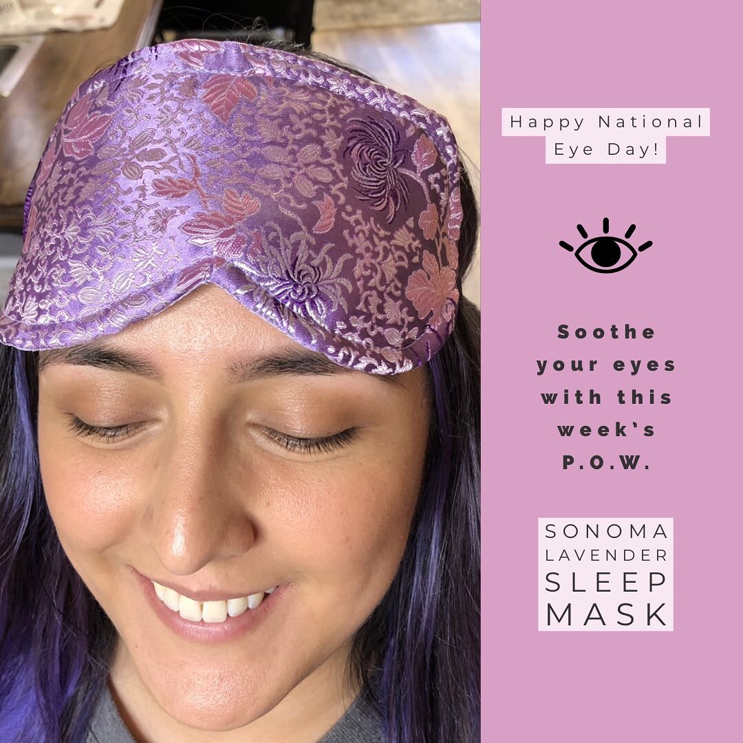 facial_bar's tweet photo. #nationaleyewearday Take home a Silk Chrysanthemum Sleep Mask &amp; sport your eyewear! 😉 Made w/ real lavender to calm the soul. 10% off this week!
#theflawlessexperience #flawlessfacialbar #facialbarsalinas #sleepmask #lavender #sonomalavender https://t.co/YnmmiXeas7