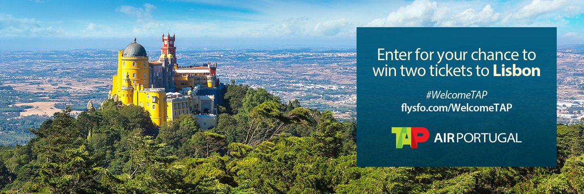 flySFO's tweet photo. We're excited to welcome TAP Air Portugal and celebrate the West Coast's only nonstop service to Lisbon! Enter for a chance to win 2 roundtrip Economy Class tickets from SFO to Lisbon (LIS). Service will begin 6/10. To enter visit- https://t.co/tGJmofVDZJ #WelcomeTAP https://t.co/UFTeL53Rfv