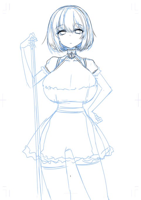 これはまだ見せられるラクガキで
↓基本こんな感じの大雑把な下描き、半端な線画ばかりなのでお蔵入りが多い 