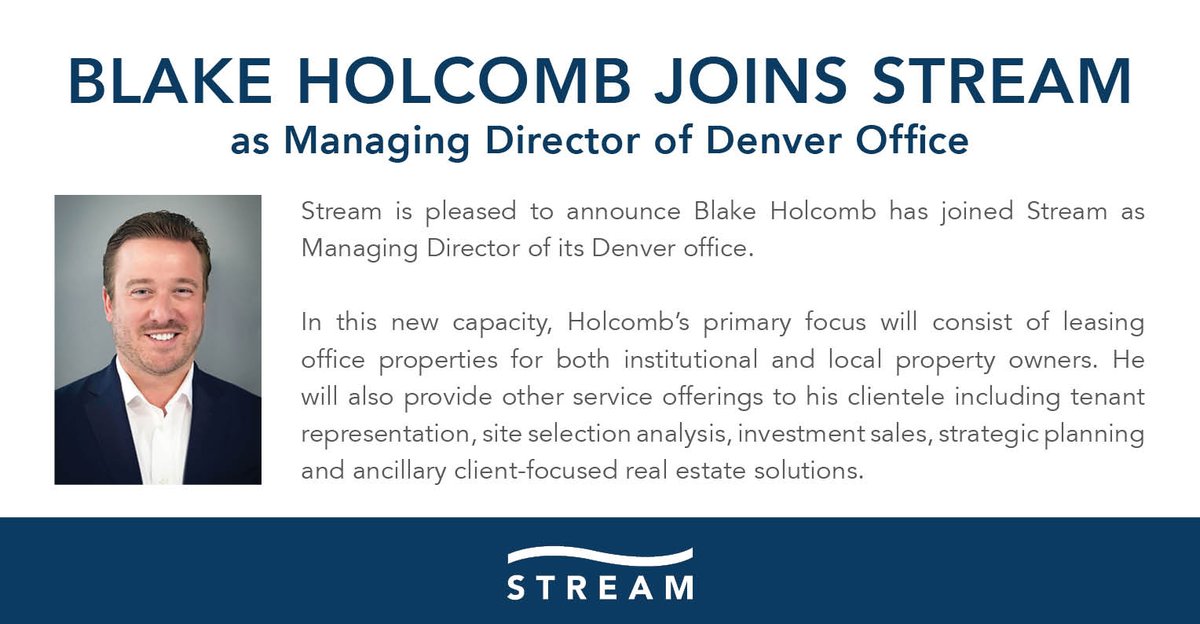 StreamRealty's tweet photo. Blake Holcomb Joins Stream Realty Partners as Managing Director of Denver Office https://t.co/WScVR6bOjJ https://t.co/yoETeOfm5u