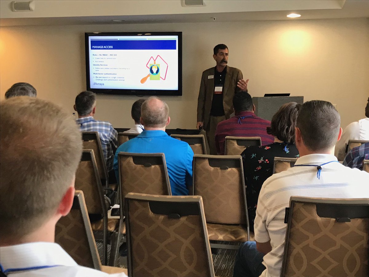 KendalArraya's tweet image. RT ArrayaSolutions: Infrastructure and #IoT Director Doug Guth breaking down what it takes to stay safe in the cloud at the #ArrayaTechSummit!