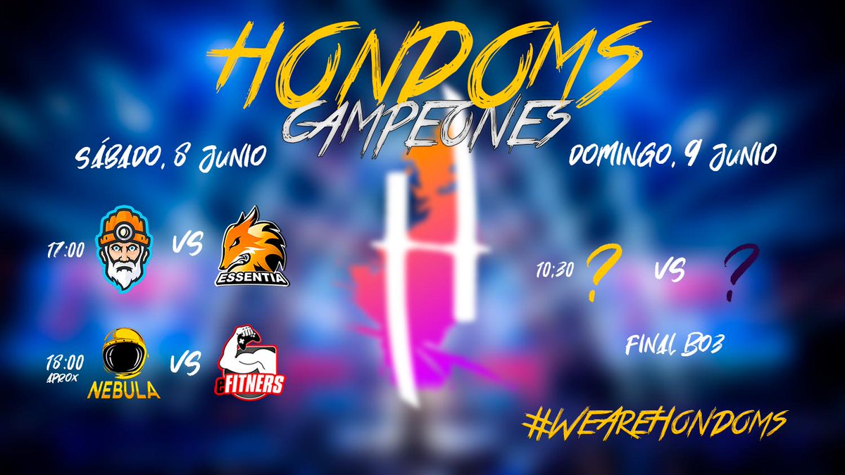 hondoms's tweet photo. Os dejamos por aquí los horarios del torneo de este fin de semana en Hondoms:

⚔️@WNSEsports vs @e_essentia 
📅Sábado, 8 Junio
⏰17:00 pm🇪🇸

⚔️@Nebula_EC vs @e_fitners 
📅Sábado, 8 Junio
⏰18:00 pm (aprox)🇪🇸

⚔️Final B03
📅Domingo, 9 Junio
⏰10:30 am🇪🇸

📺https://t.co/gx1S3u3G97 https://t.co/u4BFcjFsym